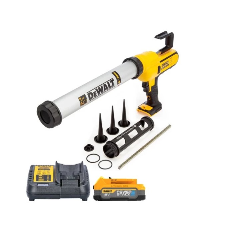 Dewalt DCE581 18V XR Cordless 300-600ml Caulking Gun With 1 x 1.7Ah Battery & Charger
