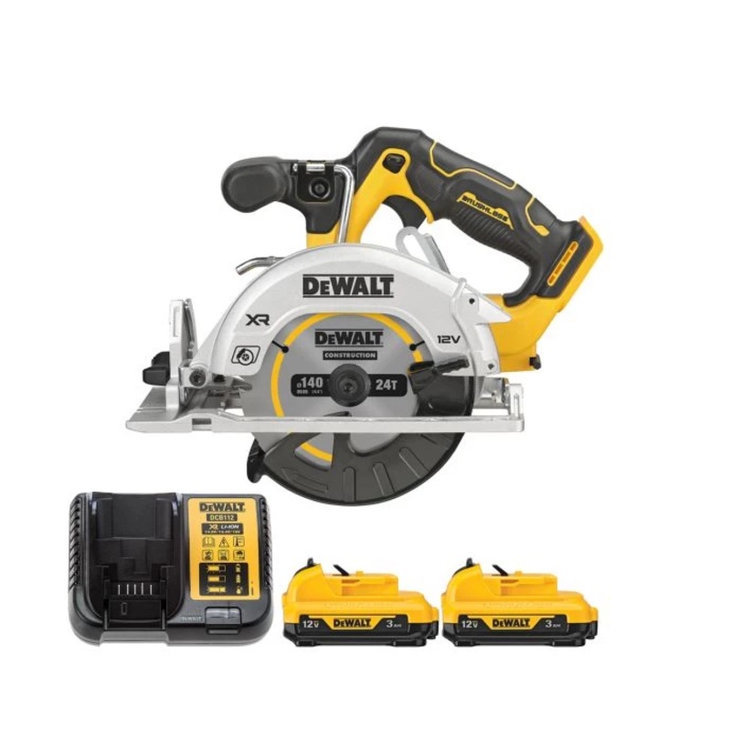 DeWalt DCS512 12V XR Cordless Brushless 140mm Circular Saw With 2 x 3.0Ah Batteries & Charger