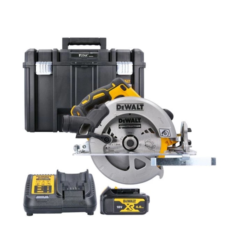 DeWalt DCS570 18V XR Cordless Brushless 184mm Circular Saw With 1 x 4.0Ah Battery, Charger & TSTAK VI Case