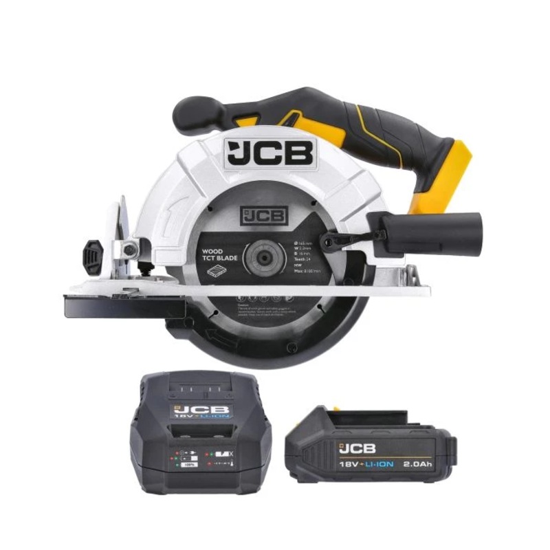 JCB 21-18CS-B 18V Cordless 165mm Circular Saw With 1 x 2.0Ah Battery & Charger