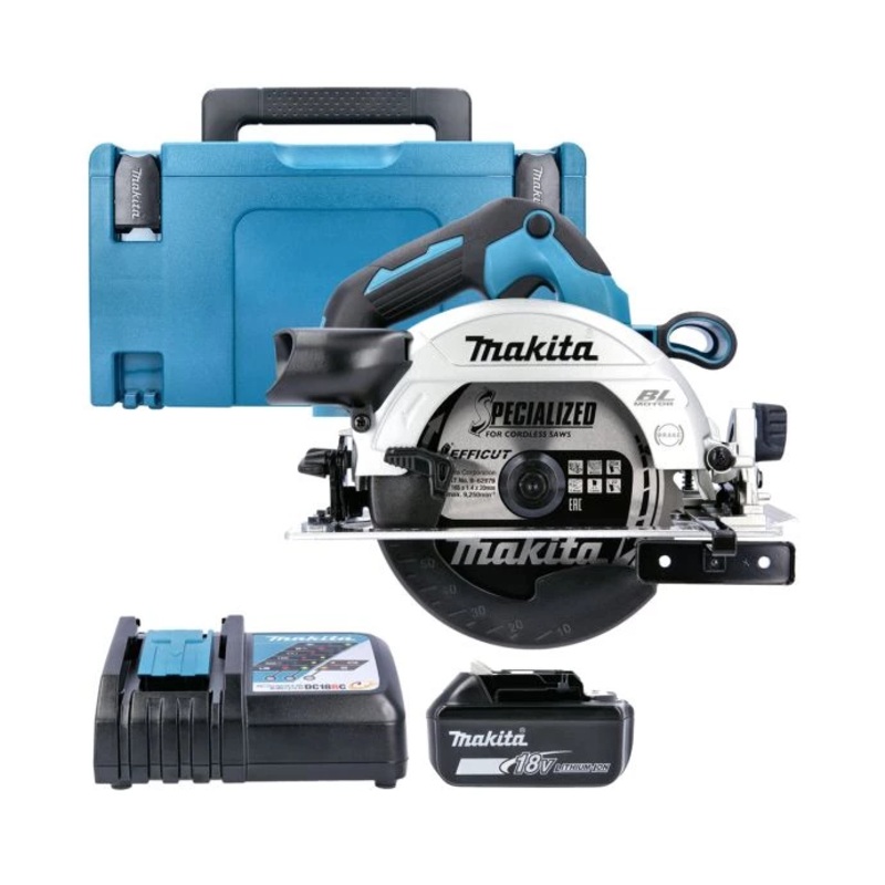 Makita Circular Saw DHS660Z 18V LXT 165mm Cordless Brushless Wood Cutting Saw With 1 x 5.0Ah Battery, Charger, Case