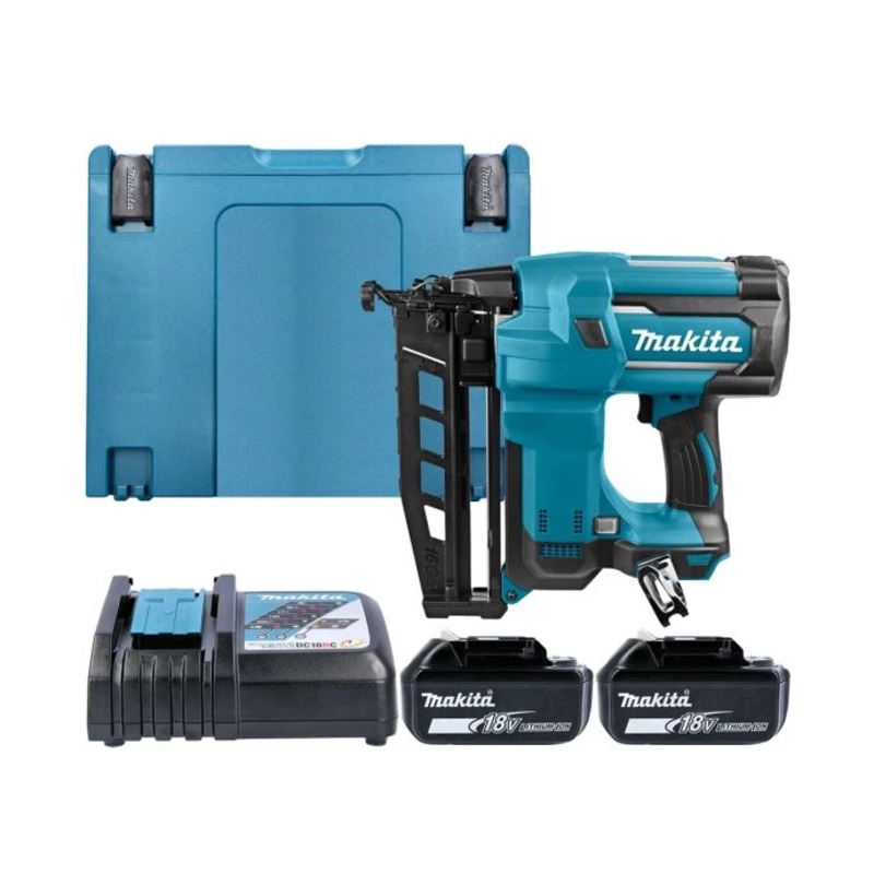 Makita DBN600 18V LXT Cordless 16G Finishing Nailer With 2 x 6.0Ah Batteries, Charger & Case