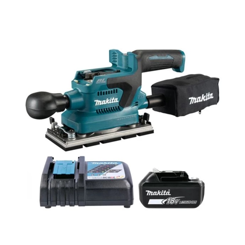 Makita DBO381 18V LXT Brushless Finishing Sander With 1 x 6.0Ah Battery & Charger
