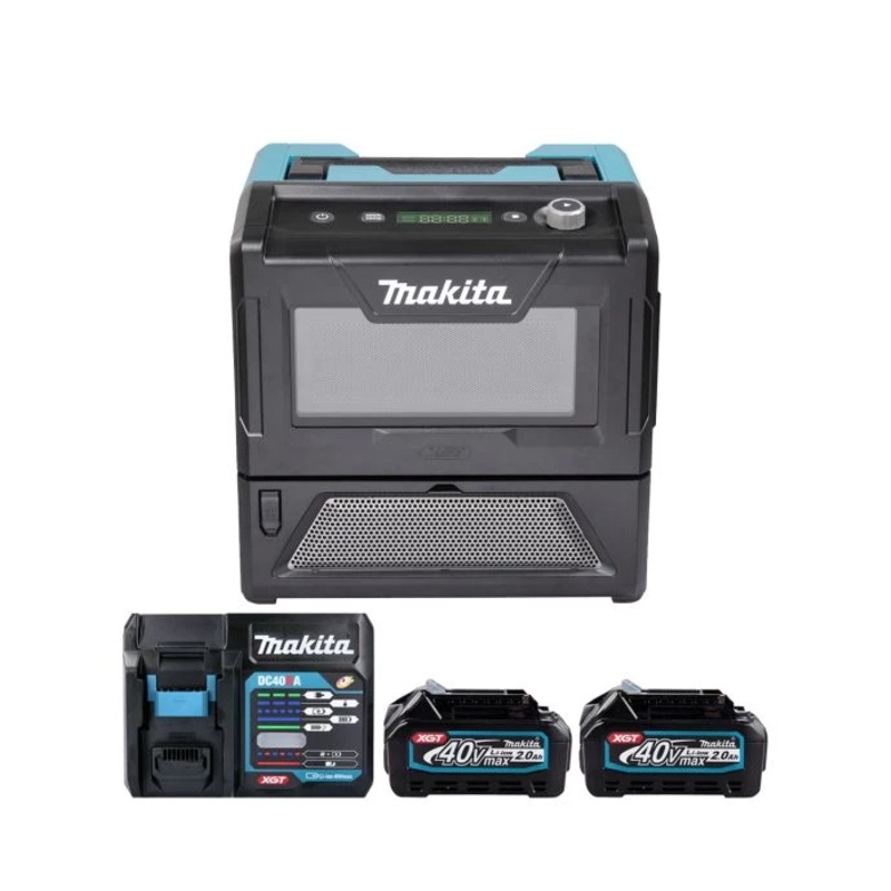 Makita Microwave MW001GZ 40V Max XGT Cordless 8L 500W With 2 x 2.0Ah Batteries & Charger