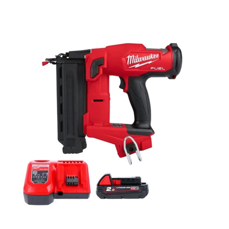 Milwaukee M18FN18GS 18V Cordless FUEL 18G Second Fix Finish Nailer With 1 x 2.0Ah Battery & Charger