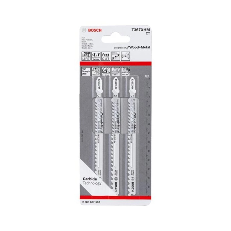 Bosch 2608667562 T367XHM Progressor Carbide Jigsaw Blades Pack of 3