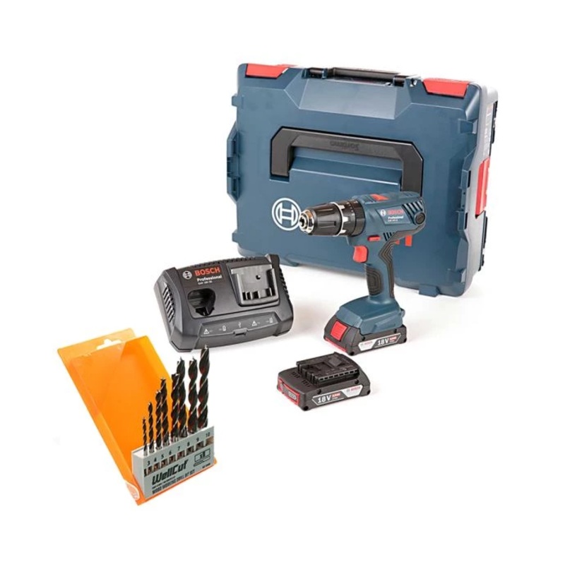 Bosch GSB18V-21 Combi Drill + 8Pcs Wood Drill Bit