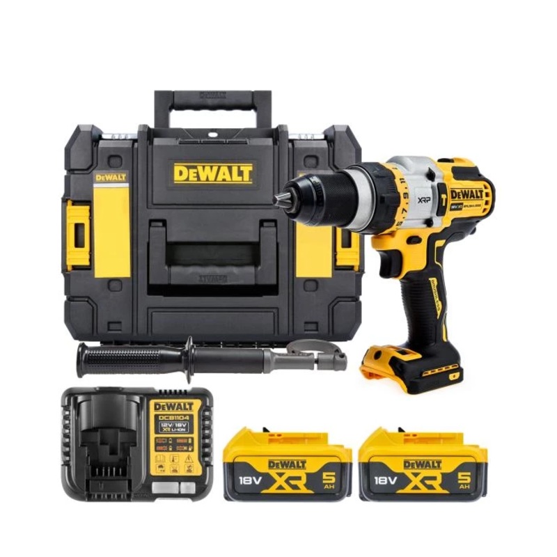 DeWalt DCD999NT 18V XR Cordless Brushless FlexVolt Advantage High Power Combi Drill With 2 x 5.0Ah Batteries, Charger & TSTAK Case