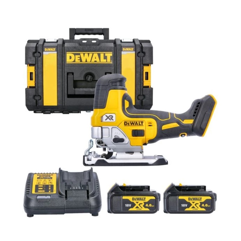 DeWalt DCS335 18V XR Cordless Brushless Body Grip Jigsaw With 2 x 4.0Ah Batteries, Charger & DS150 Case