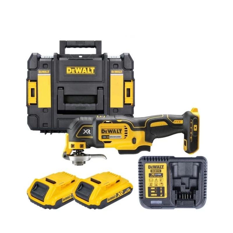 DeWalt DCS356 18V XR Brushless 3 Speed Oscillating Tool With 2 x 2.0Ah Batteries, Charger & Case