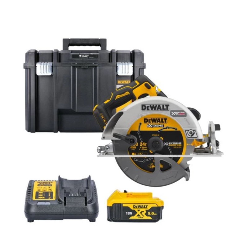 DeWalt DCS573 18V XR Brushless FlexVolt Advantage 190mm Circular Saw With 1 x 5.0Ah Battery, Charger & Case