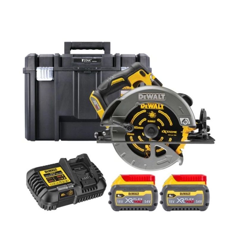 DeWalt DCS578T2 54V XR Cordless Brushless FlexVolt 190mm Circular Saw With 2 x 6.0Ah Batteries, Charger & Case