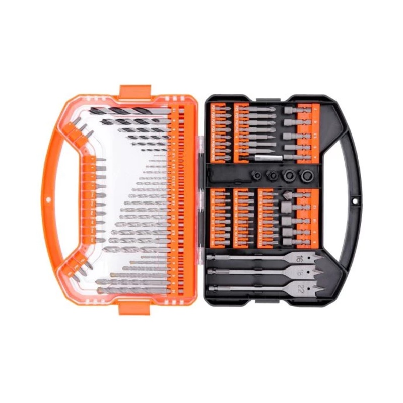 Drill Bit Set 101-Pieces, Combination Drill Bit Set Screwdriver Set For Masonry, Metal, Wood, Aluminium In Durable Portable Case WellCut
