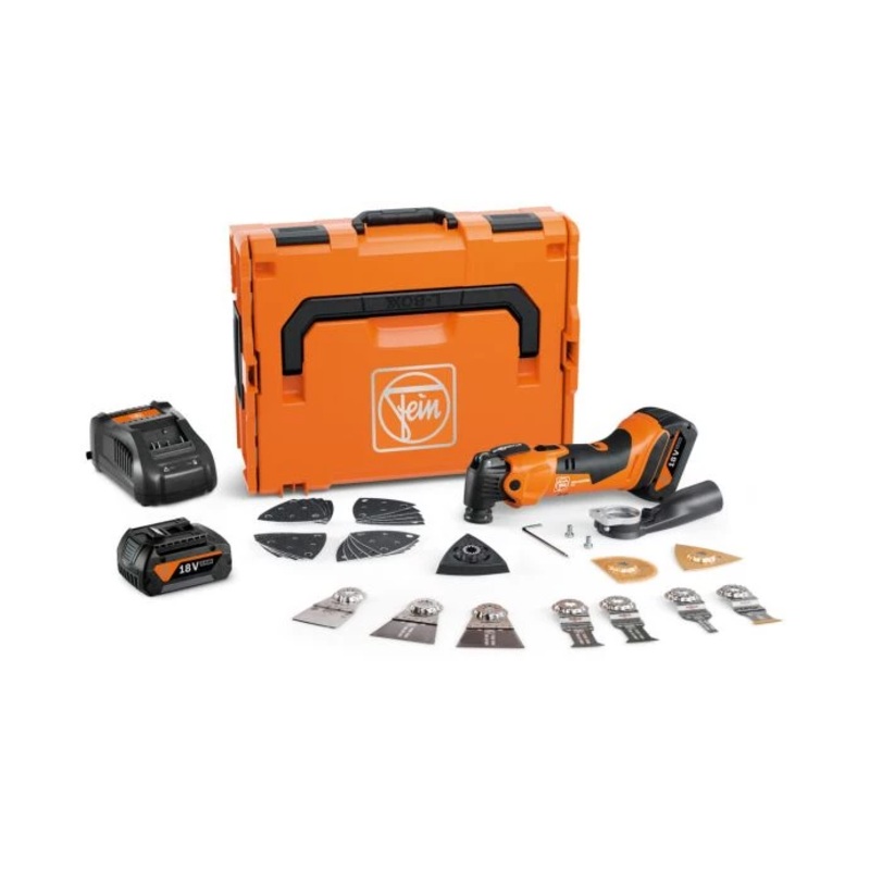 Fein 71293861240 AMM 500 Plus Top 18V AMPShare Cordless Brushless MultiMaster Multi Tool With Accessories, 2 x 4Ah Batteries, Charger & Carry Case