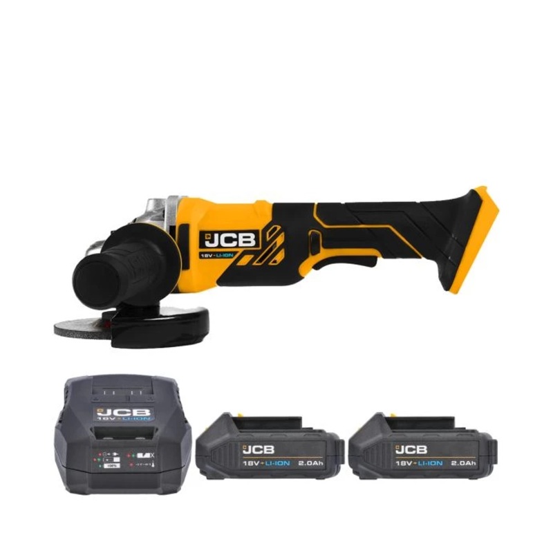 JCB 21-18AG-B 18V Li-ion 4.5″ Cordless Angle Grinder 115mm With 2 x 2.0Ah Batteries & Charger