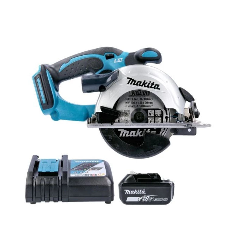Makita Circular Saw DSS501Z 18V LXT 136mm Cordless Compact Wood Cutting Saw With 1 x 5.0Ah Battery & Charger