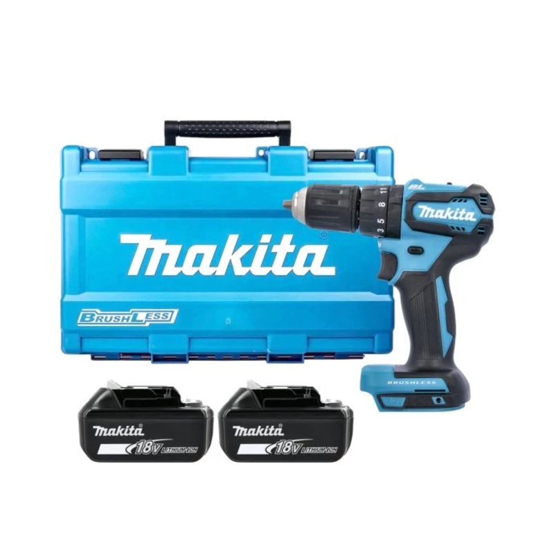 Makita DHP483ZJ 18V LXT Cordless Brushless 2-Speed Combi Drill With 2 x 5.0Ah Batteries & Carry Case