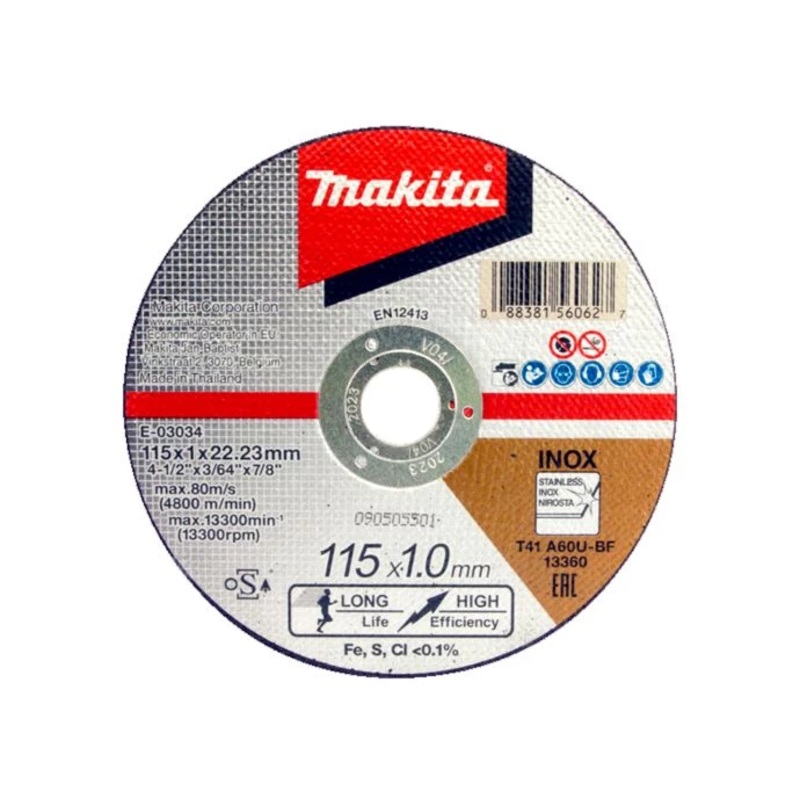 Makita E-03034 Inox Cut Disc 115mm x 1mm x 22.23mm – Pack of 10