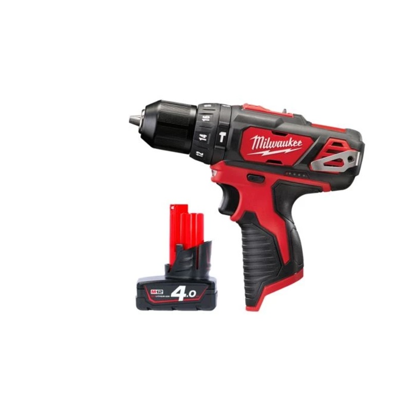 Milwaukee M12BPD 12V Cordless 10mm Compact Combi Hammer Drill With 1 x 4.0Ah Battery