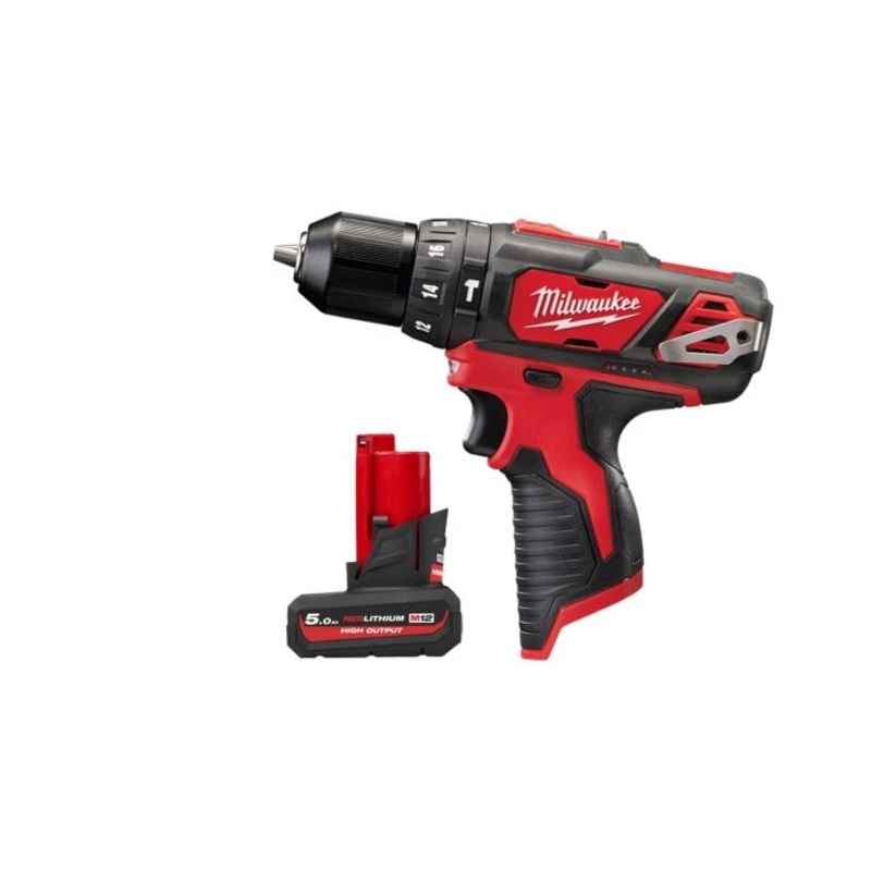 Milwaukee M12BPD 12V Cordless 10mm Compact Combi Hammer Drill With 1 x 5.0Ah Battery