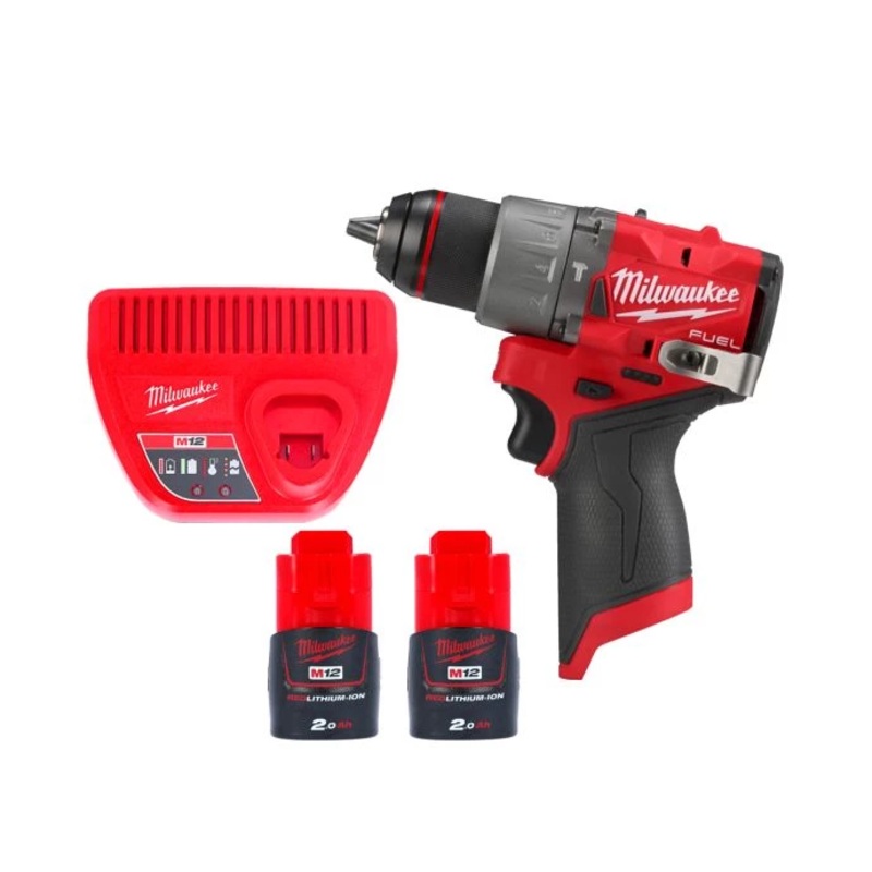 Milwaukee M12FPD2 12V Cordless FUEL New GEN Combi Drill With 2 x 2.0Ah Batteries & Charger