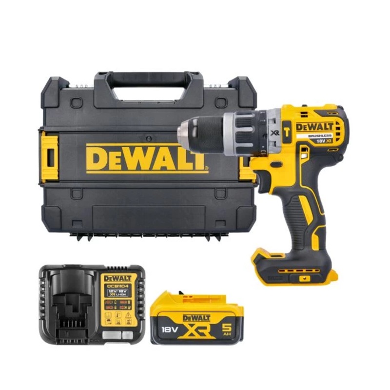 DeWalt DCD796 18V XR Brushless Combi Drill With 1 x 5.0Ah Battery, Charger & Case