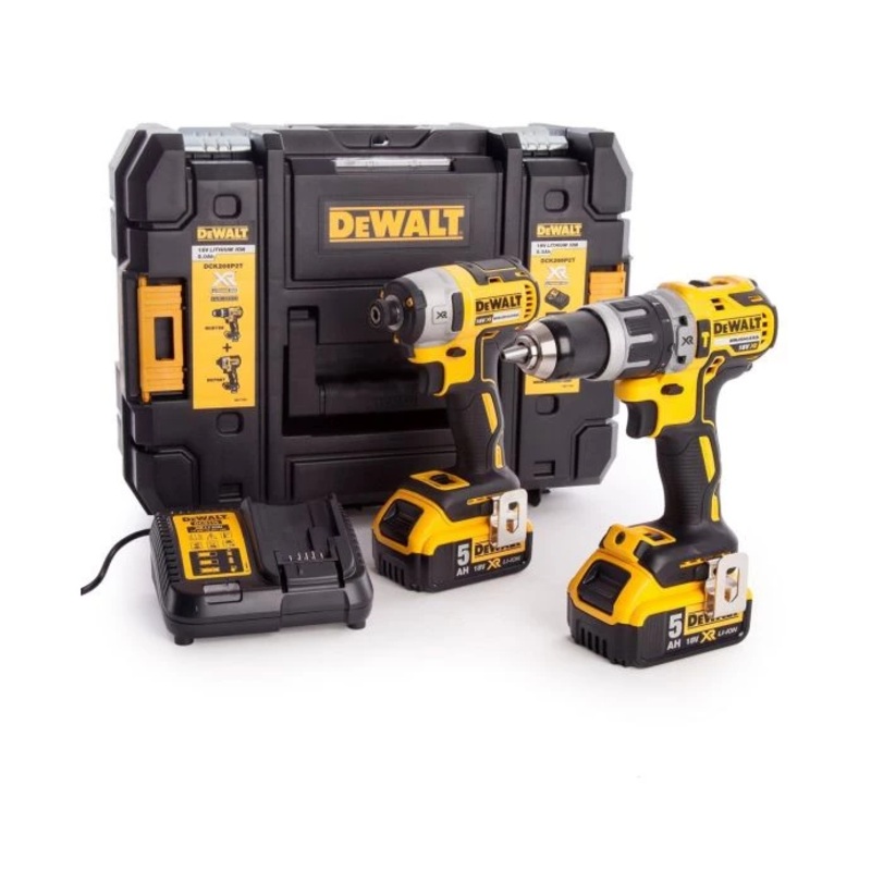DeWalt DCK266P2T 18V XR Brushless Combi & Impact Driver Twin Pack With 2 x 5.0Ah Batteries, Charger & Case