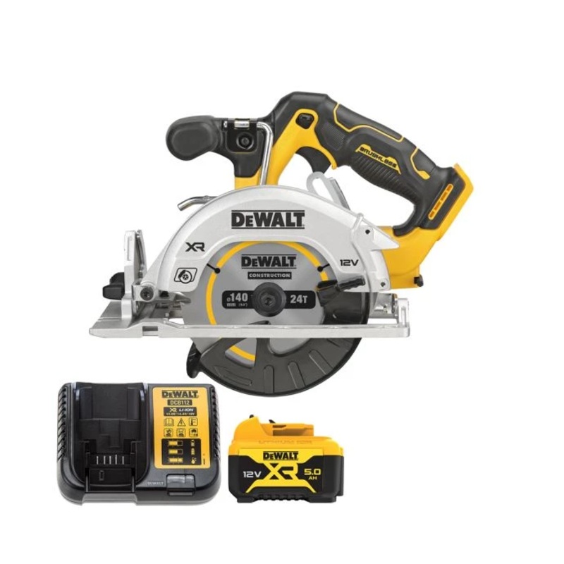 DeWalt DCS512 12V XR Cordless Brushless 140mm Circular Saw With 1 x 5.0Ah Battery & Charger