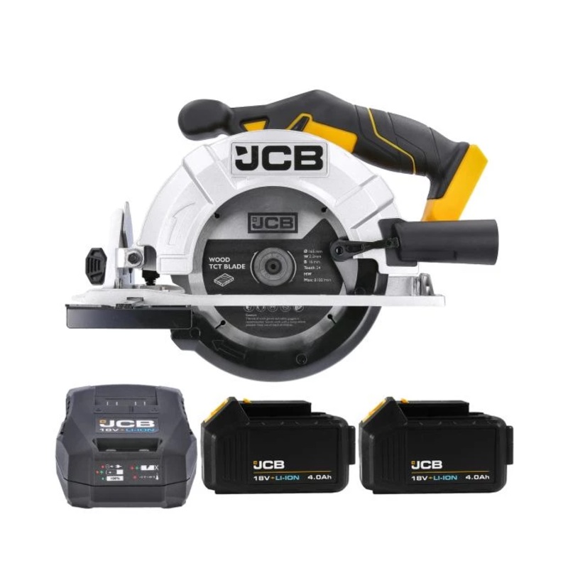 JCB 21-18CS-B 18V Cordless 165mm Circular Saw With 2 x 4.0Ah Batteries & Charger