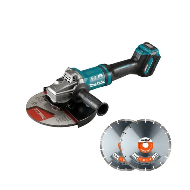 Makita Angle Grinder GA038G 40V Max XGT Cordless 230mm Brushless Paddle Switch With 2 x Diamond Blades