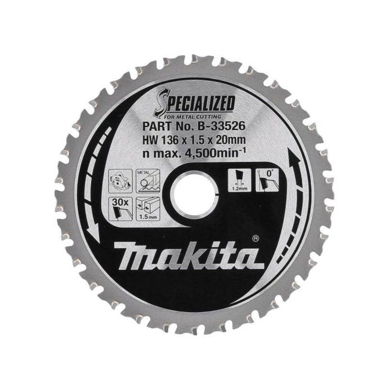 Makita B-33526 TCT Specialized Circular Saw Blade for Metal 136 x 20mm x 30T