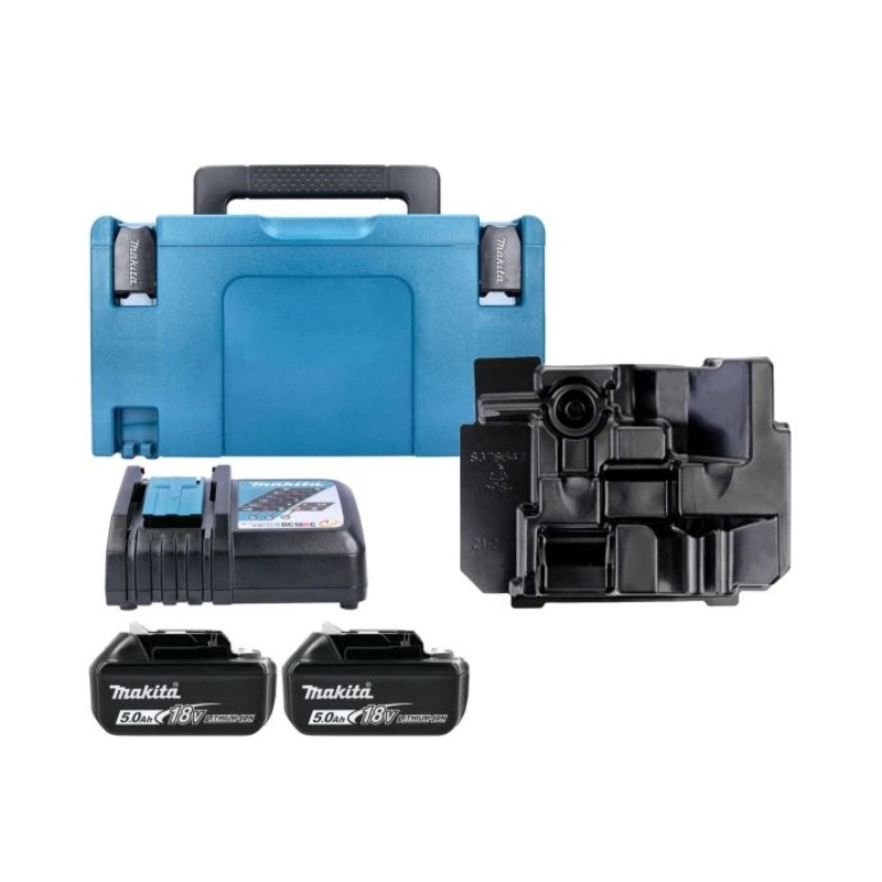 Makita BL1850 18V Li-Ion LXT 5Ah Battery Twin Pack With Charger, Type 3 Case & Inlay