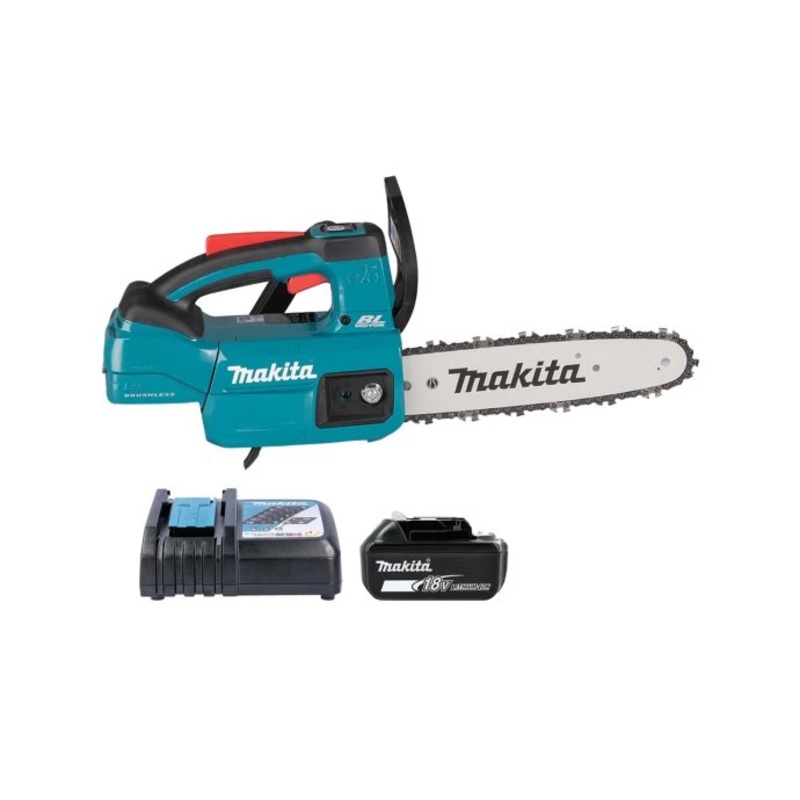 Makita Chainsaw DUC254Z 18V LXT Cordless Brushless 3/8″ Chain Pitch 250mm/10″ 570W With 1 x 4.0Ah Battery & Charger