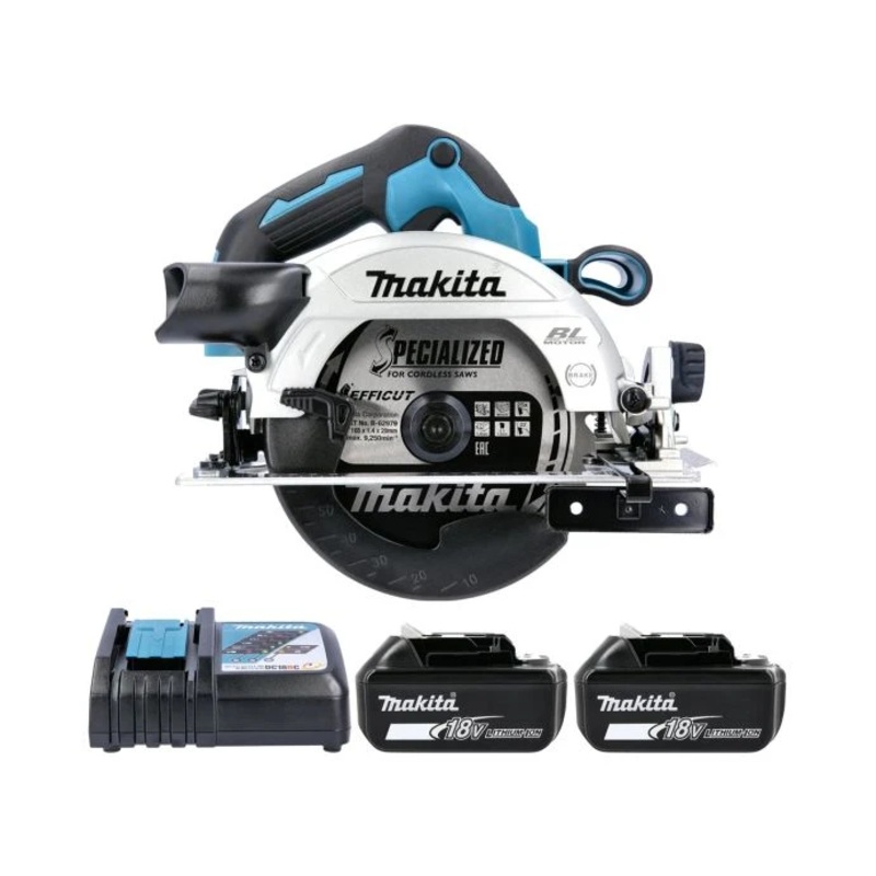 Makita Circular Saw DHS660Z 18V LXT 165mm Cordless Brushless Wood Cutting Saw With 2 x 5.0Ah Batteries & Charger