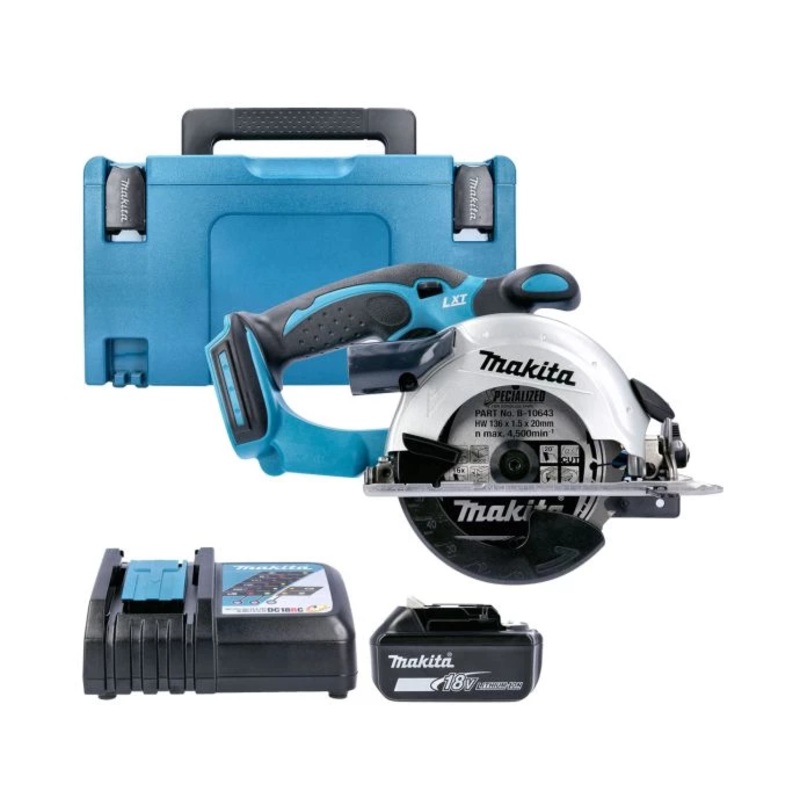 Makita Circular Saw DSS501Z 18V LXT 136mm Cordless Compact Wood Cutting Saw With 1 x 6.0Ah Battery, Charger & Case