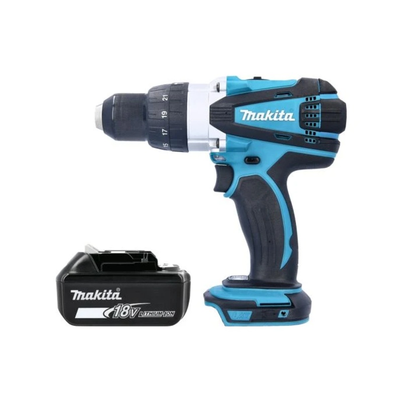 Makita DHP458Z 18V LXT Cordless 1/2″ 2-Speed Keyless Chuck Max 91Nm Combi Drill With 1 x 6Ah Battery