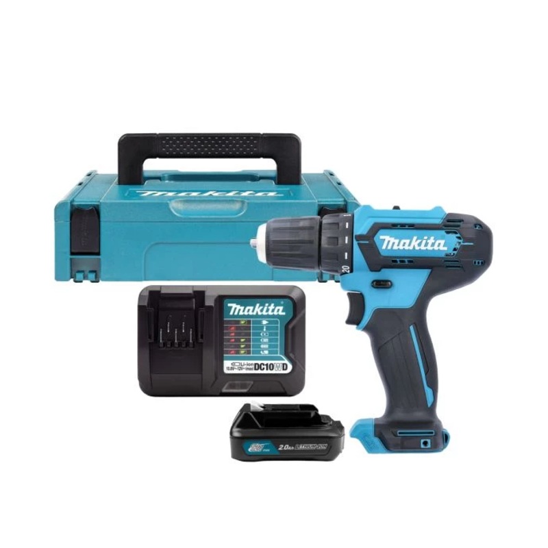 Makita Driver Drill DF333DZ 12V Max CXT Cordless 3/8″ 2-Speed Max 30Nm With 1 x 2.0Ah Battery, Charger & Case Type 1