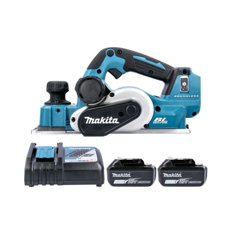 Makita Planer DKP181Z 18V LXT Cordless Brushless 82mm AWS With 2 x 3.0Ah Batteries & Charger