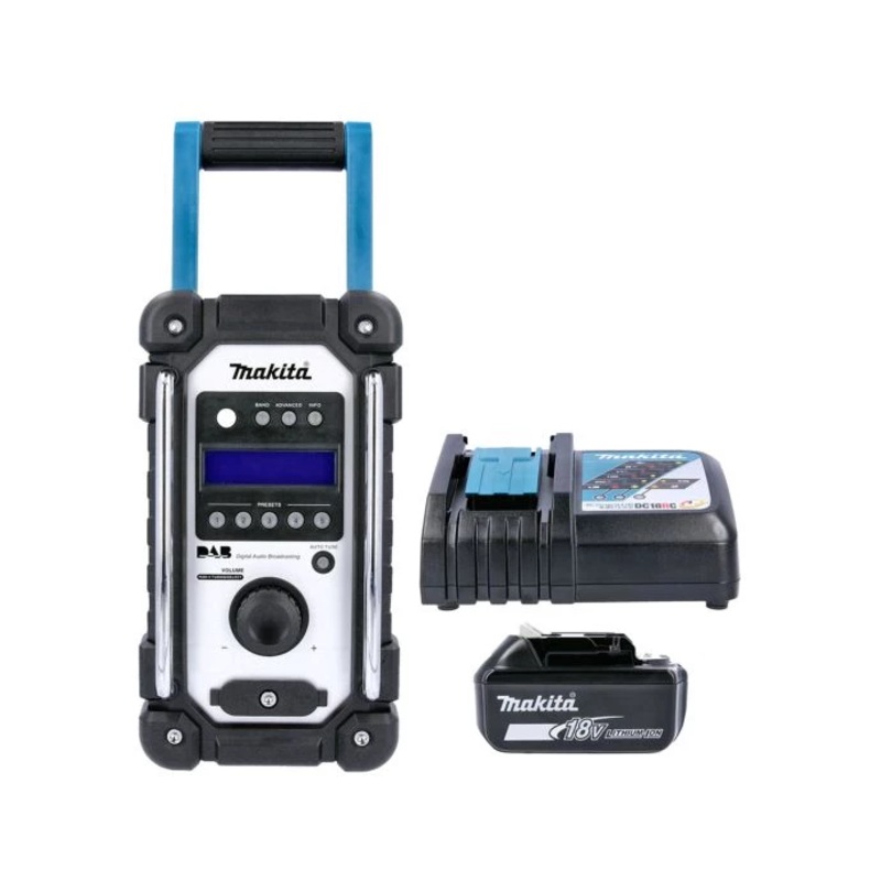 Makita Radio DMR109 10.8V/18V CXT/LXT Cordless/AC FM/DAB/DAB+ Jobsite With AUX & USB With 1 x 3.0Ah Battery & Charger