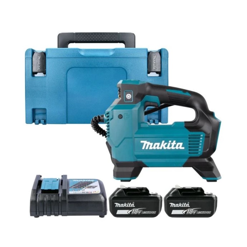 Makita Type Inflator DMP181Z 18V LXT Cordless 3-Speed 11.1Mbar, 22L/min With 2 x 5.0Ah Batteries, Charger & Case