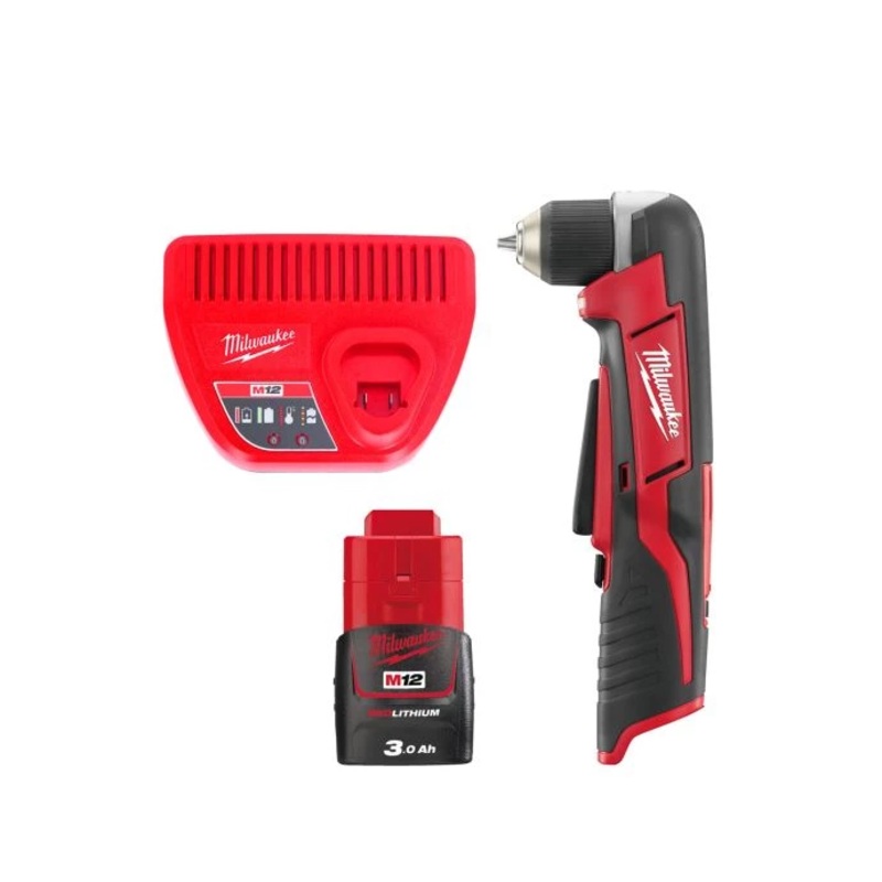 Milwaukee C12RAD 12V Cordless Right Angle Drill With 1 x 3.0Ah Battery & Charger