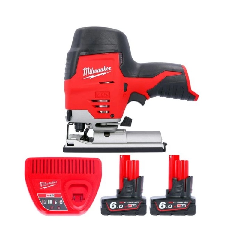 Milwaukee M12JS 12V Cordless Jigsaw With 2 x 6.0Ah Batteries & Charger
