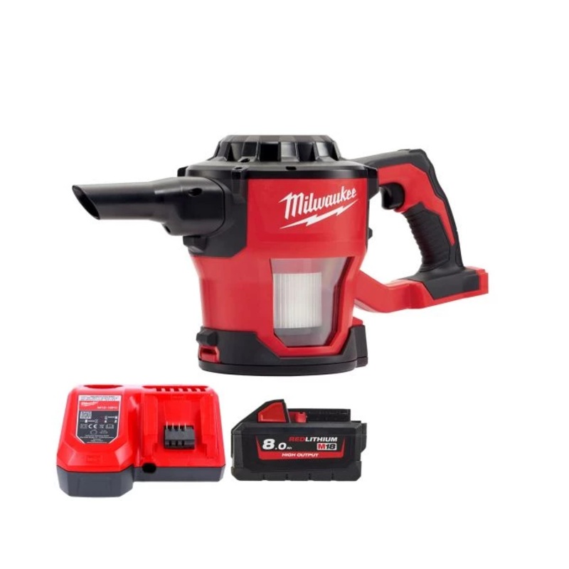 Milwaukee M18CV 18V M18 Cordless Compact Hand Vacuum With 1 x 8.0Ah Battery & Charger