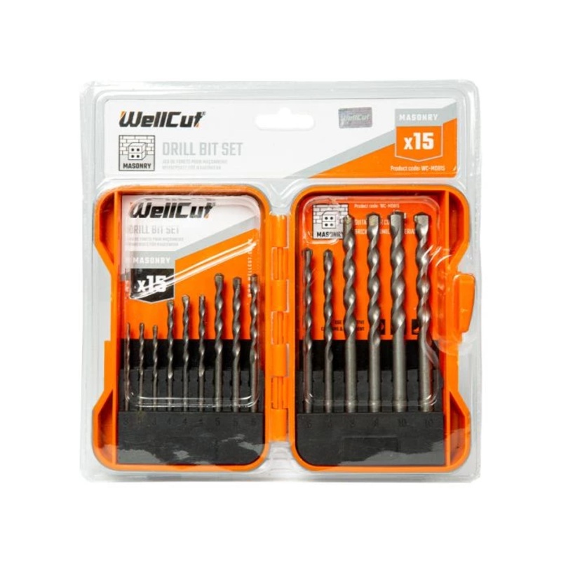 WellCut WC-MDB15 3-10mm MASONRY Drill Bit Set with 15 Pieces