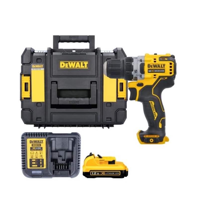 DeWalt DCD701 10.8V / 12V XR Cordless Brushless Sub-Compact Drill Driver With 1 x 2.0Ah Battery, Charger & TSTAK II Case