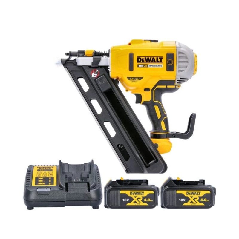 DeWalt DCN692 18V XR Li-lon Cordless Brushless 90mm First Fix Framing Nailer With 2 x 4.0Ah Batteries & Charger