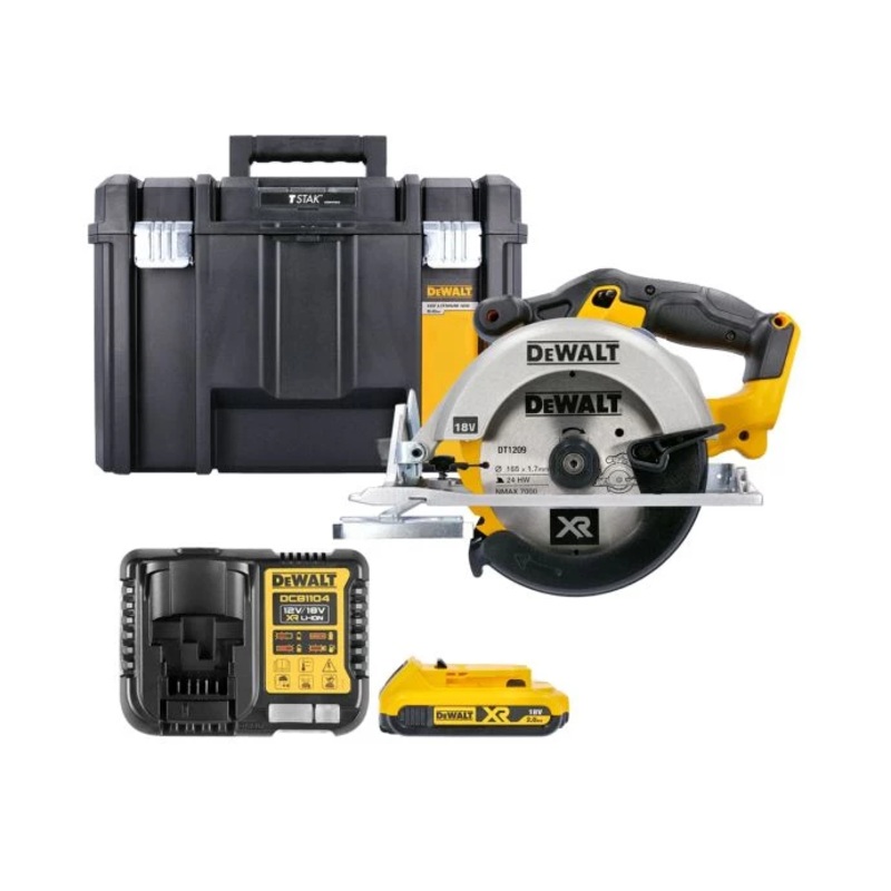 DeWalt DCS391 18V XR li-ion 165mm Circular Saw With 1 x 2.0Ah Battery, Charger & Case