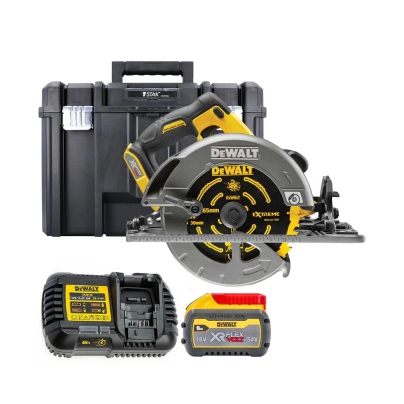 DeWalt DCS576 54V XR Brushless Flexvolt 190mm Circular Saw With 1 x 9.0Ah Battery, Charger & Case