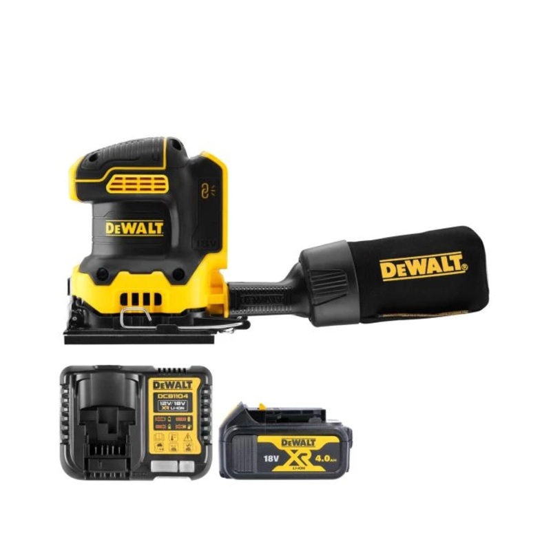 DeWalt DCW200 18V XR Brushless 1/4″ Sheet Palm Sander With 1 x 4.0Ah Battery & Charger