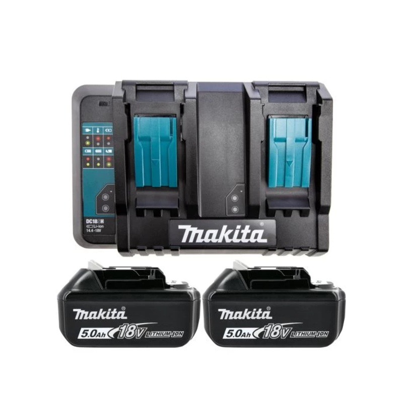 Makita BL1850 18V 5Ah LXT Li-Ion Battery Twin Pack With DC18SH Twin Port Charger